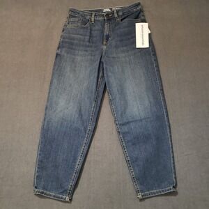 Amazon Essentials Jeans Womens 10 Blue High Rise Relaxed Leg Tapered Ankle Denim